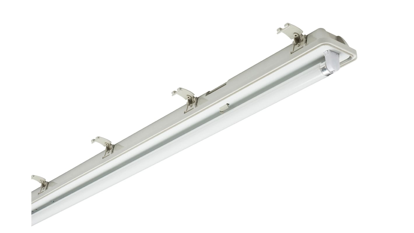 Luminaria lineal RS PRO, Emergencia, 230 V, 36 W, 1 tubo, Fluorescente, 1,26 m x 94 mm, IP65