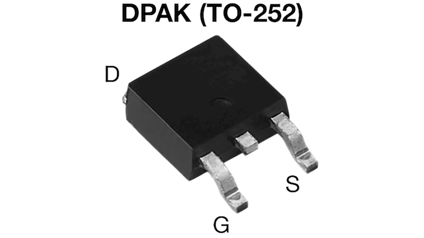 MOSFET Vishay SIHD2N80AE-GE3, VDSS 800 V, ID 2,9 A, DPAK (TO-252) de 3 pines, , config. Simple