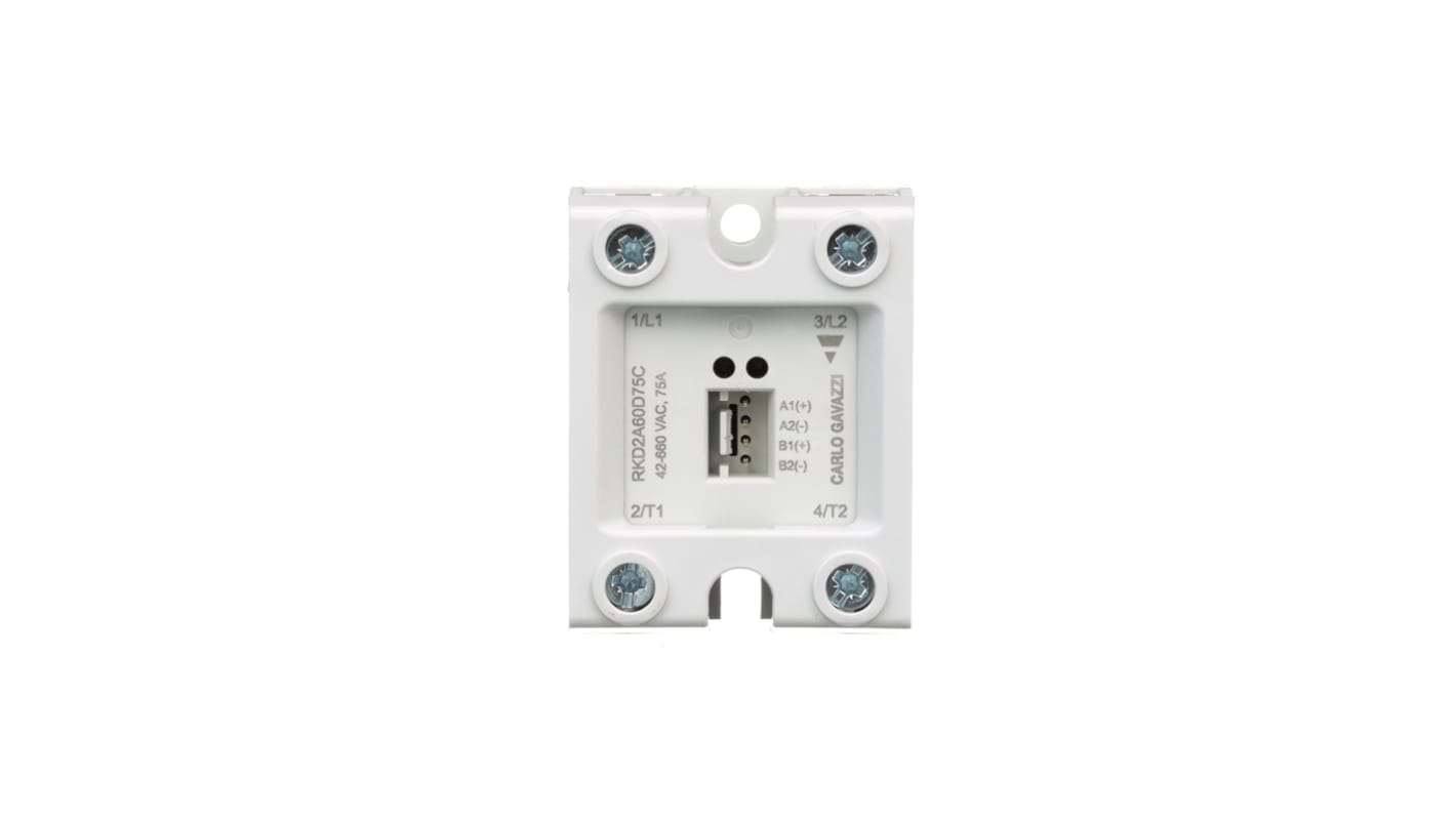 Relé de estado sólido Carlo Gavazzi RK de 2 polos, control 4→ 32 V CC, carga 24→ 265V ac, 50 A máx.,