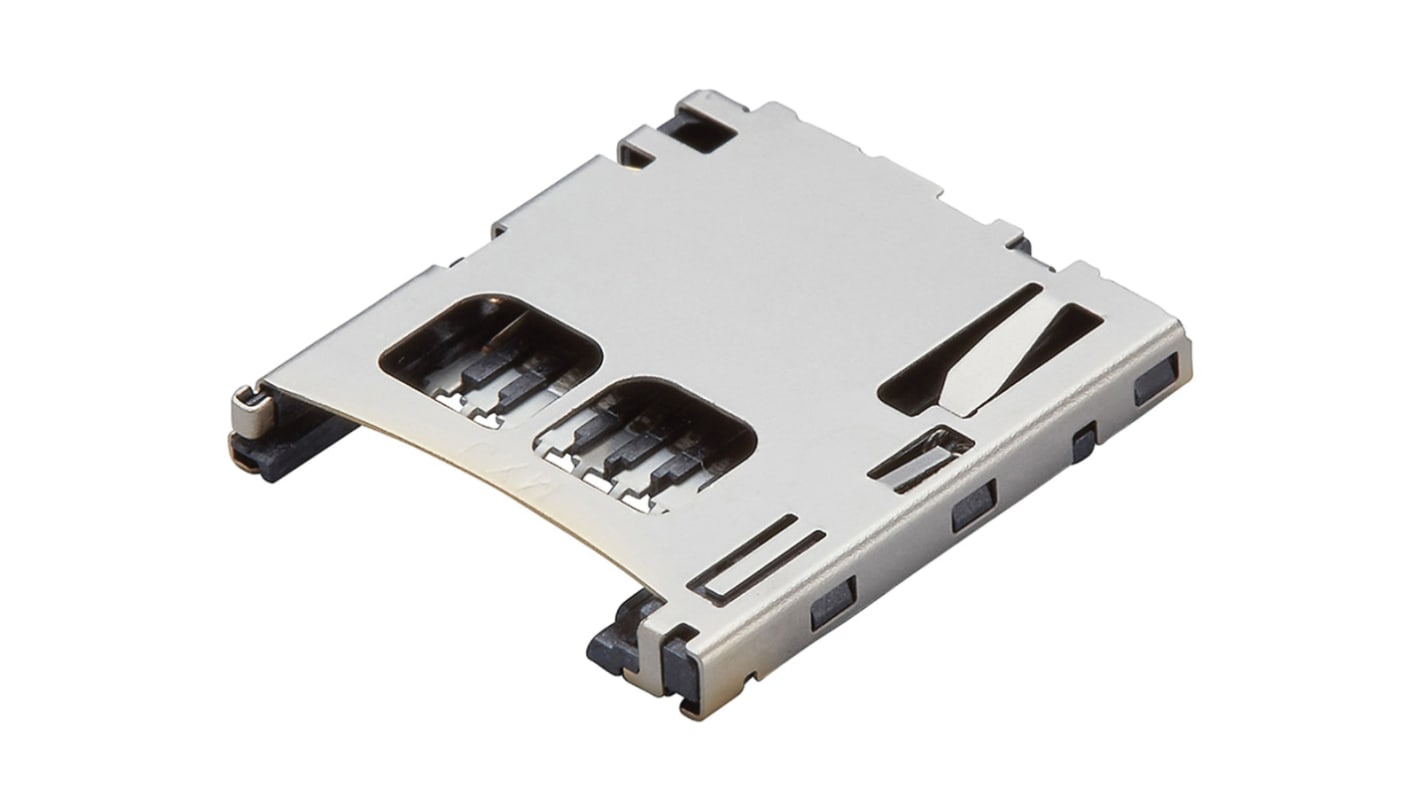 Conector para tarjeta de memoria Molex de 8 contactos, paso 1.1mm, 1 fila, montaje superficial, Inserción/Extracción