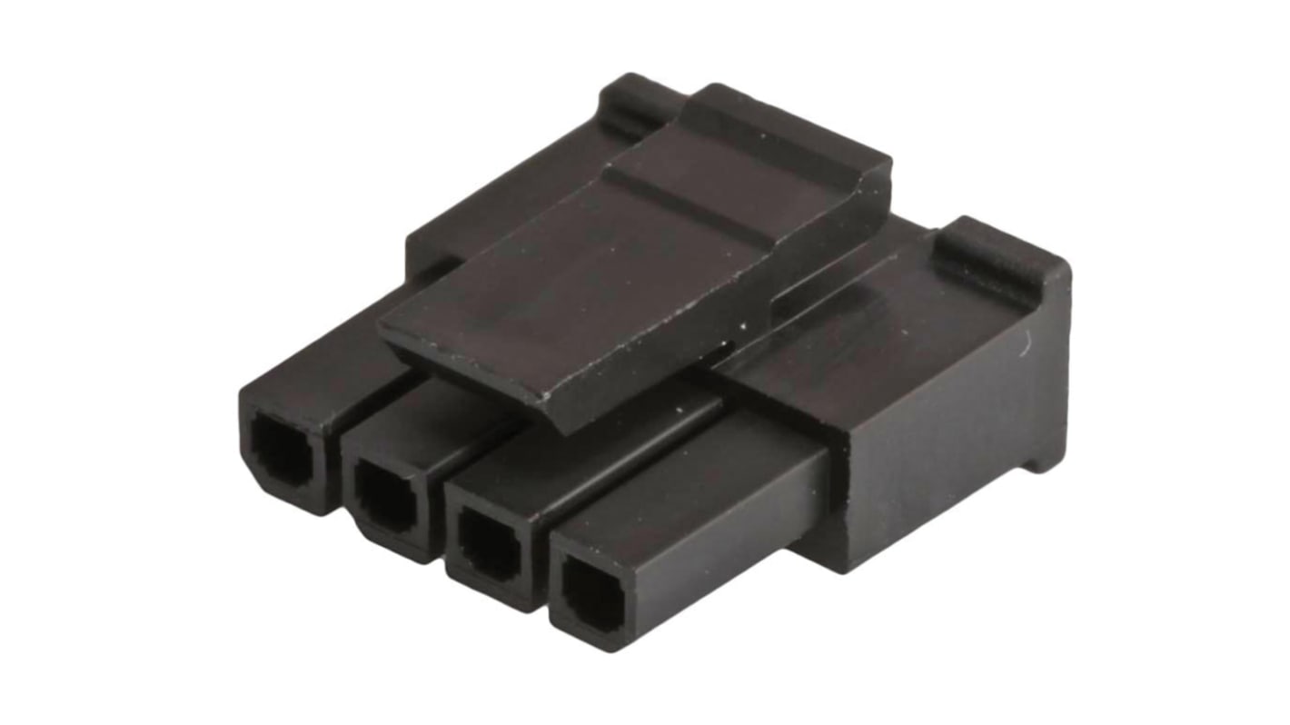 Carcasa de conector de crimpado Molex 43645-0400, Serie Micro-Fit, paso: 3mm, 4 contactos, , 1 fila filas, Hembra,