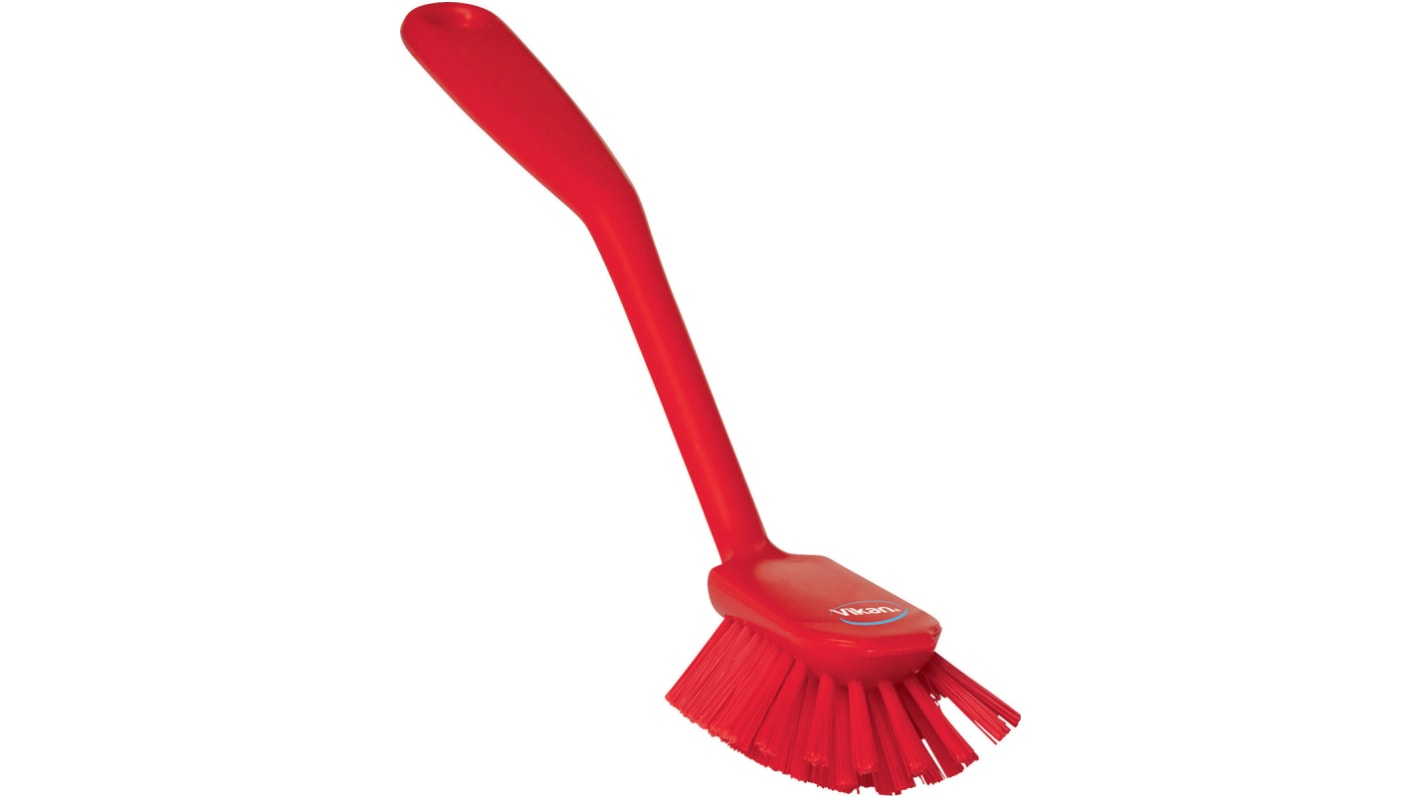 Vikan Medium Bristle Red Scrubbing Brush, 23mm bristle length, PET bristle material