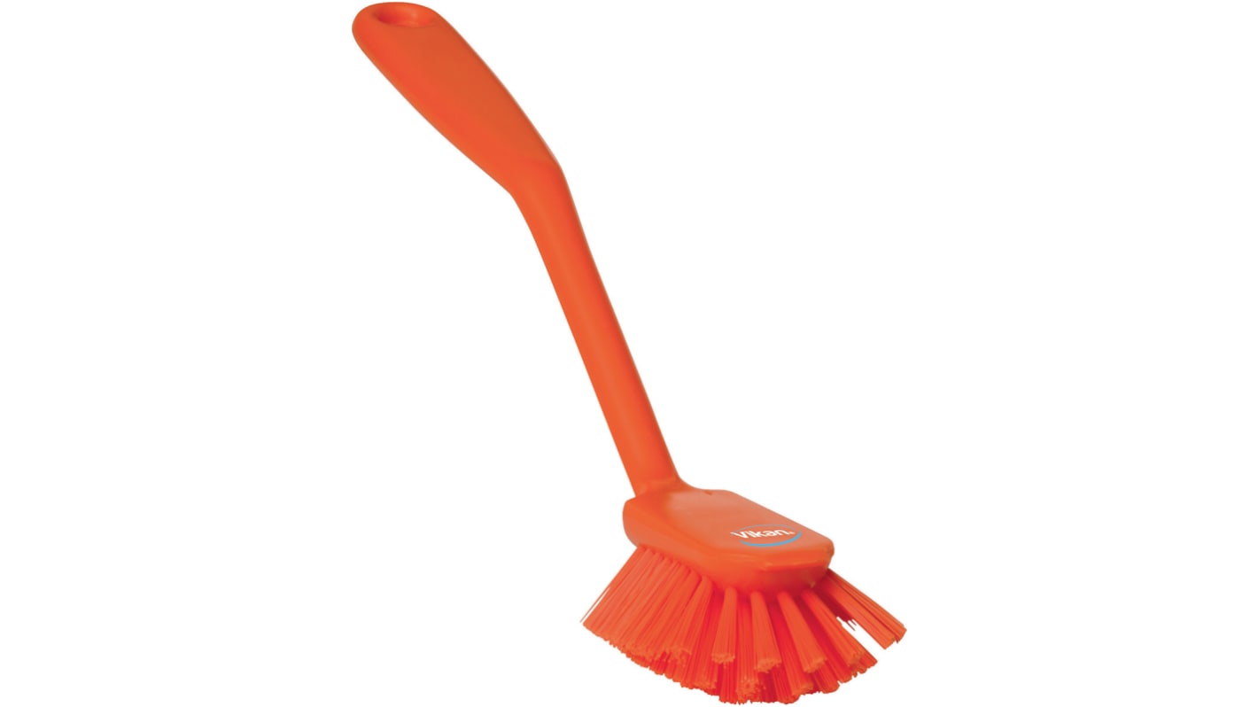 Vikan Medium Bristle Orange Scrubbing Brush, 23mm bristle length, PET bristle material