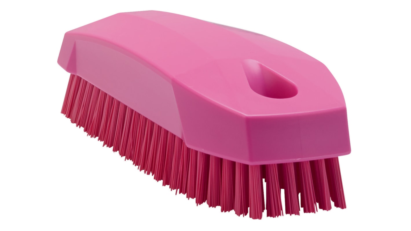 Vikan Hard Bristle Pink Scrubbing Brush, 17mm bristle length, PET bristle material