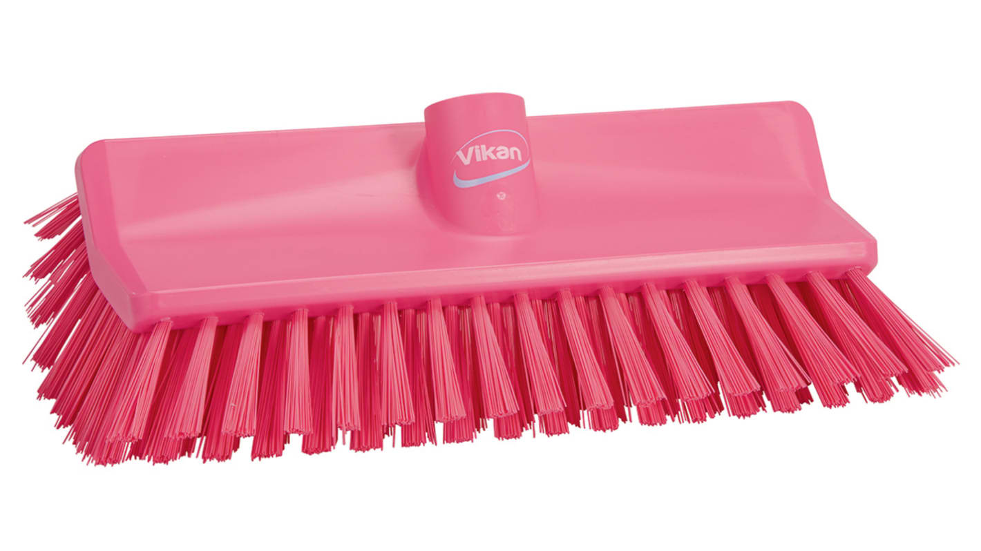 Vikan Medium Bristle Pink Scrubbing Brush, 41mm bristle length, PET bristle material