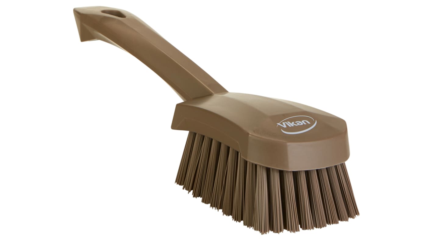 Vikan Hard Bristle Brown Scrubbing Brush, 36mm bristle length, PET bristle material