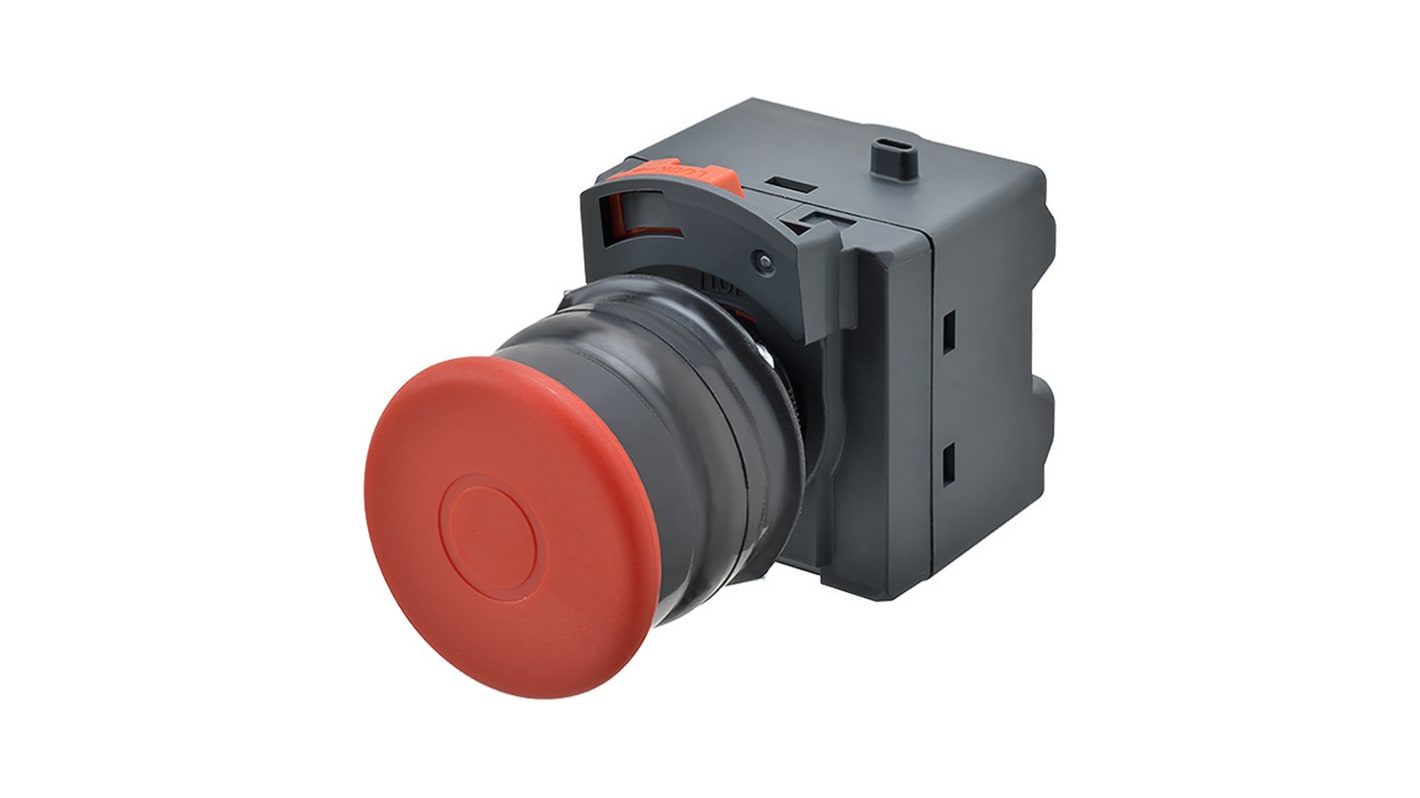 Omron A22NE-PD Series Pull Release Emergency Stop Push Button, Panel Mount, 22mm Cutout, 2NC, IP69K