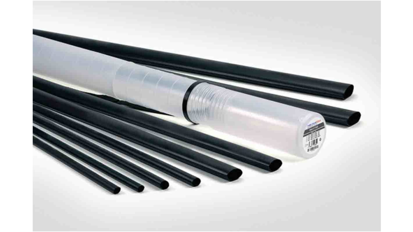 HellermannTyton Adhesive Lined Halogen Free Heat Shrink Tubing, Black 12mm Sleeve Dia. x 1m Length 4:1 Ratio