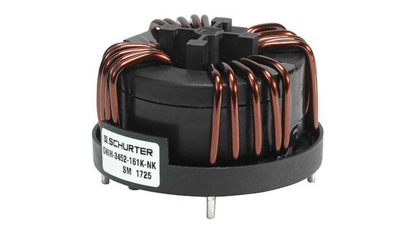 Inductance à mode commun Montage sur platine série DKIH-4 Schurter 750 μH, 40 A, 0.44mΩ 760V