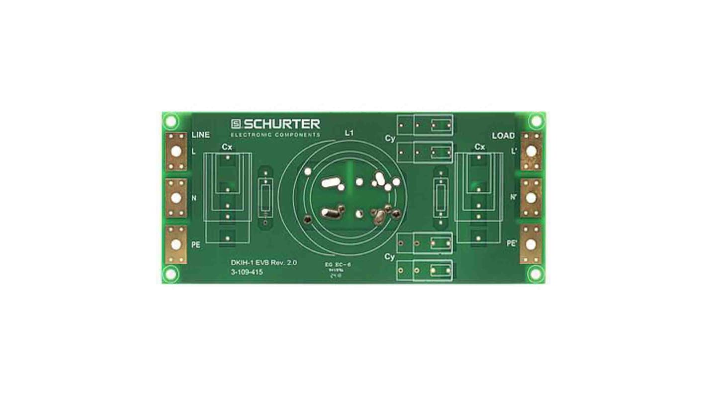 Filtro de suministro de alimentacion Schurter, 50A, 250 V ac, 425 V dc, con terminales Soldadura, Serie DKIH-EVB, 1, 3