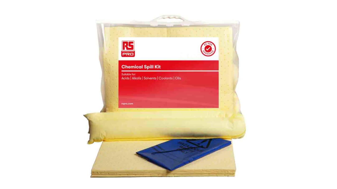 Kit para derrames RS PRO, contiene 1 x 1.2m Sock, 1 x Haz, 10 x Pads, capacidad de absorción 13 L, para sustancia