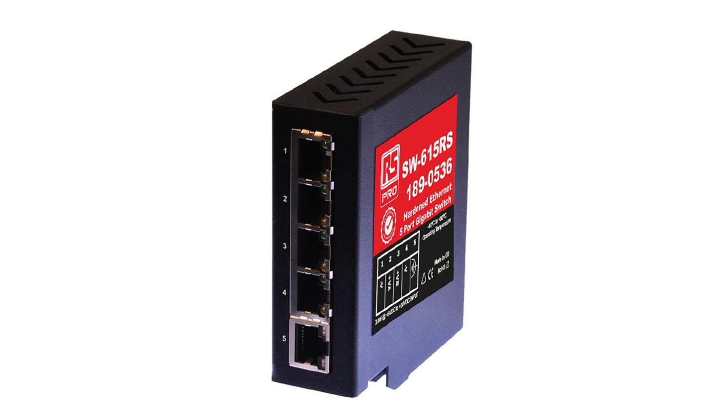 Ethernet Switch 5-portowy 5, RS PRO Bez zarządzania