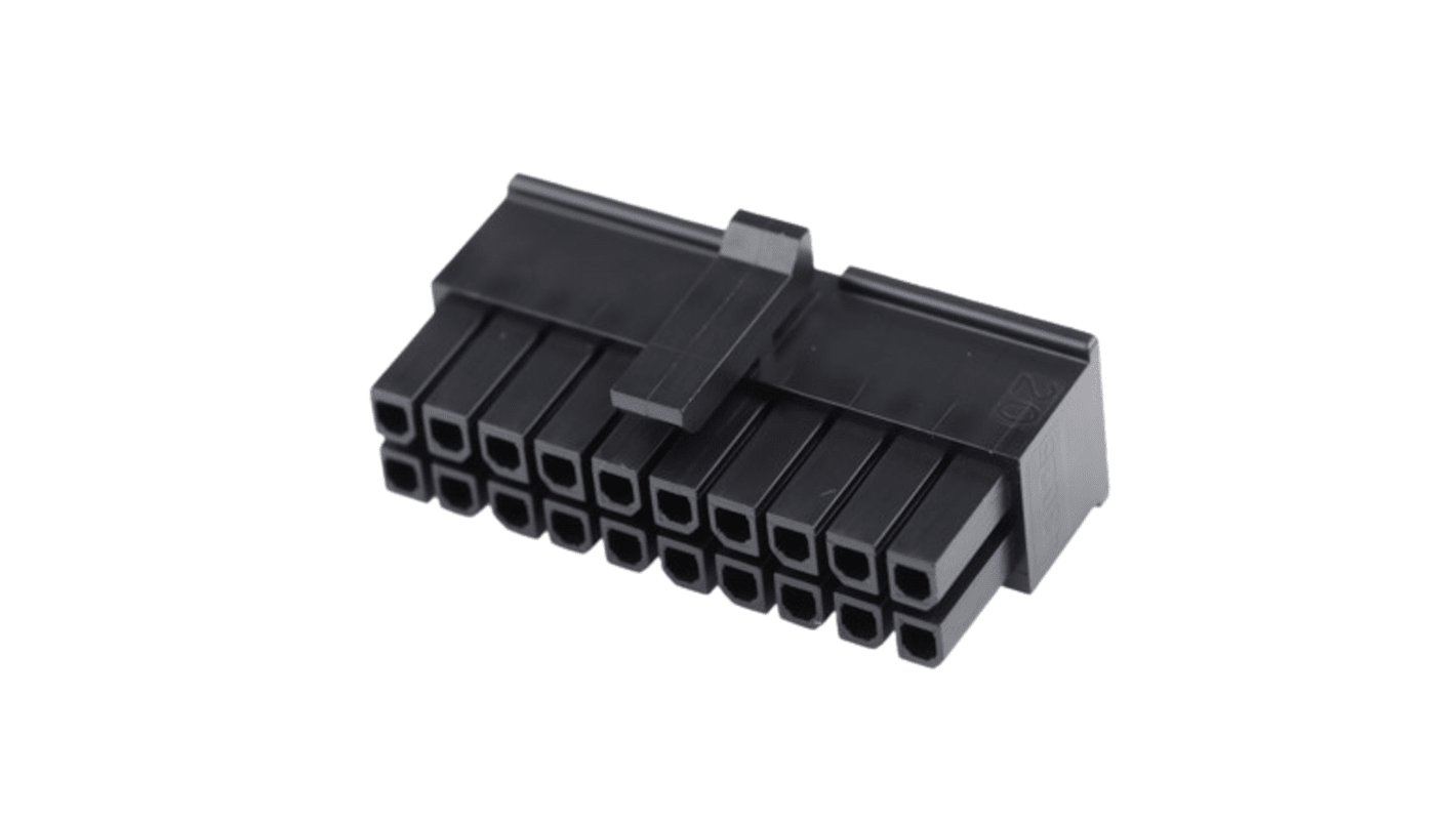 Boîtier de connecteur à sertir Femelle, 20 contacts sur 2 rangs, pas 3mm, Montage sur câble, série Micro-Fit