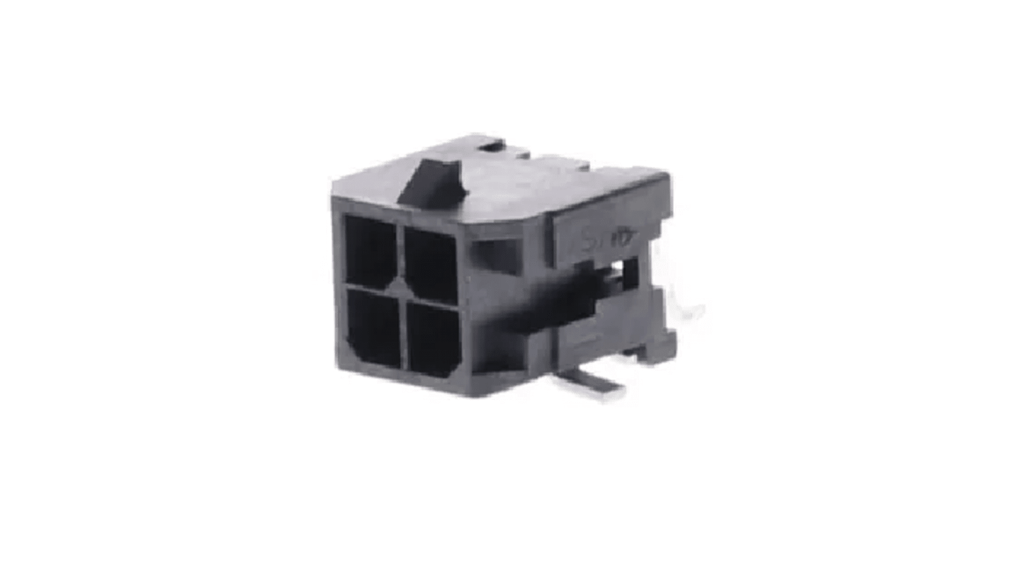 Conector macho para PCB Ángulo de 90° Molex serie Micro-Fit 3.0 de 4 vías, 2 filas, paso 3.0mm, para soldar, Montaje