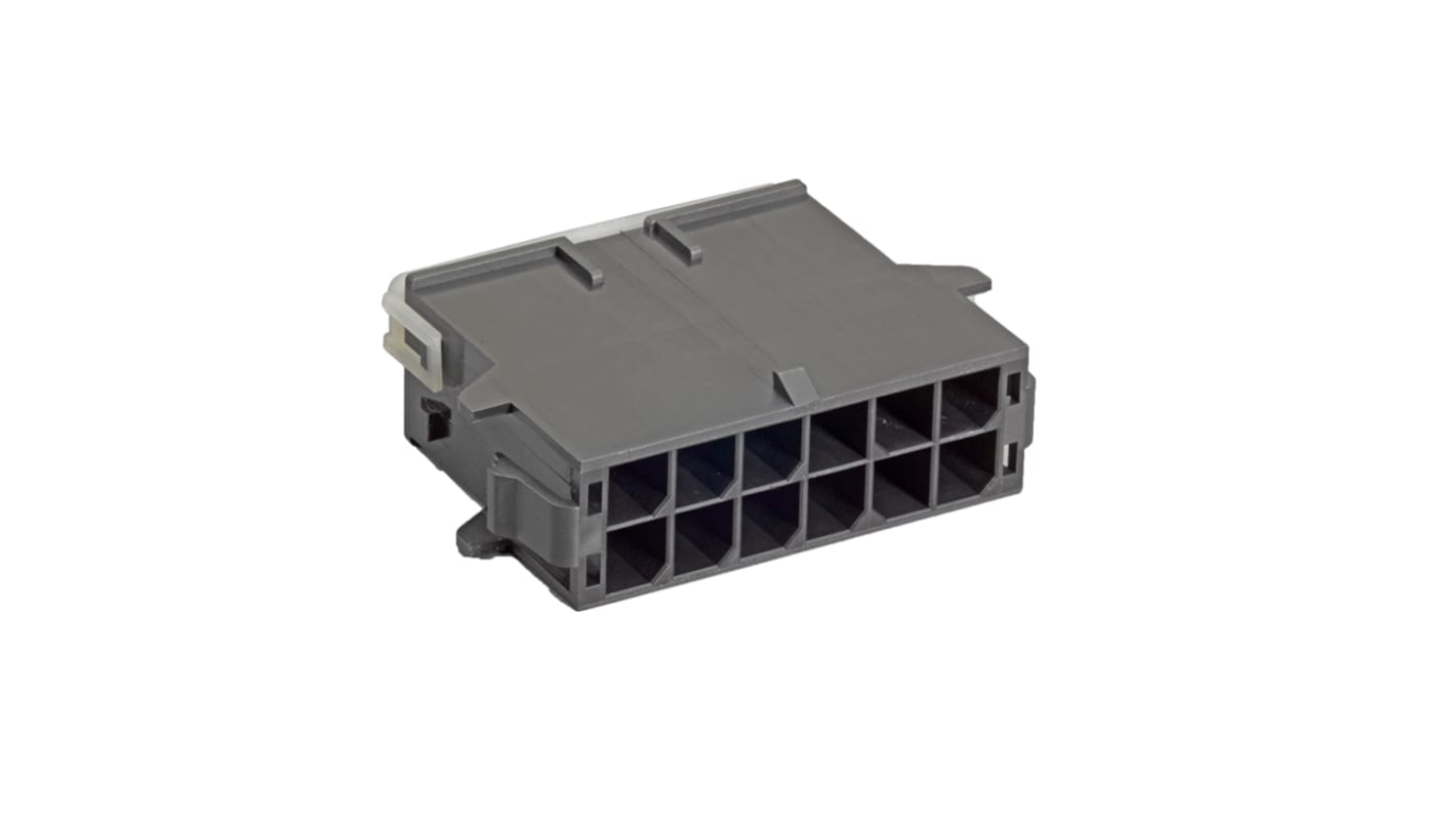 Carcasa hembra Molex 105411-0102, Serie Mega-Fit, paso: 5.7mm, 2 contactos, 2 filas, Macho, Montaje de Cable