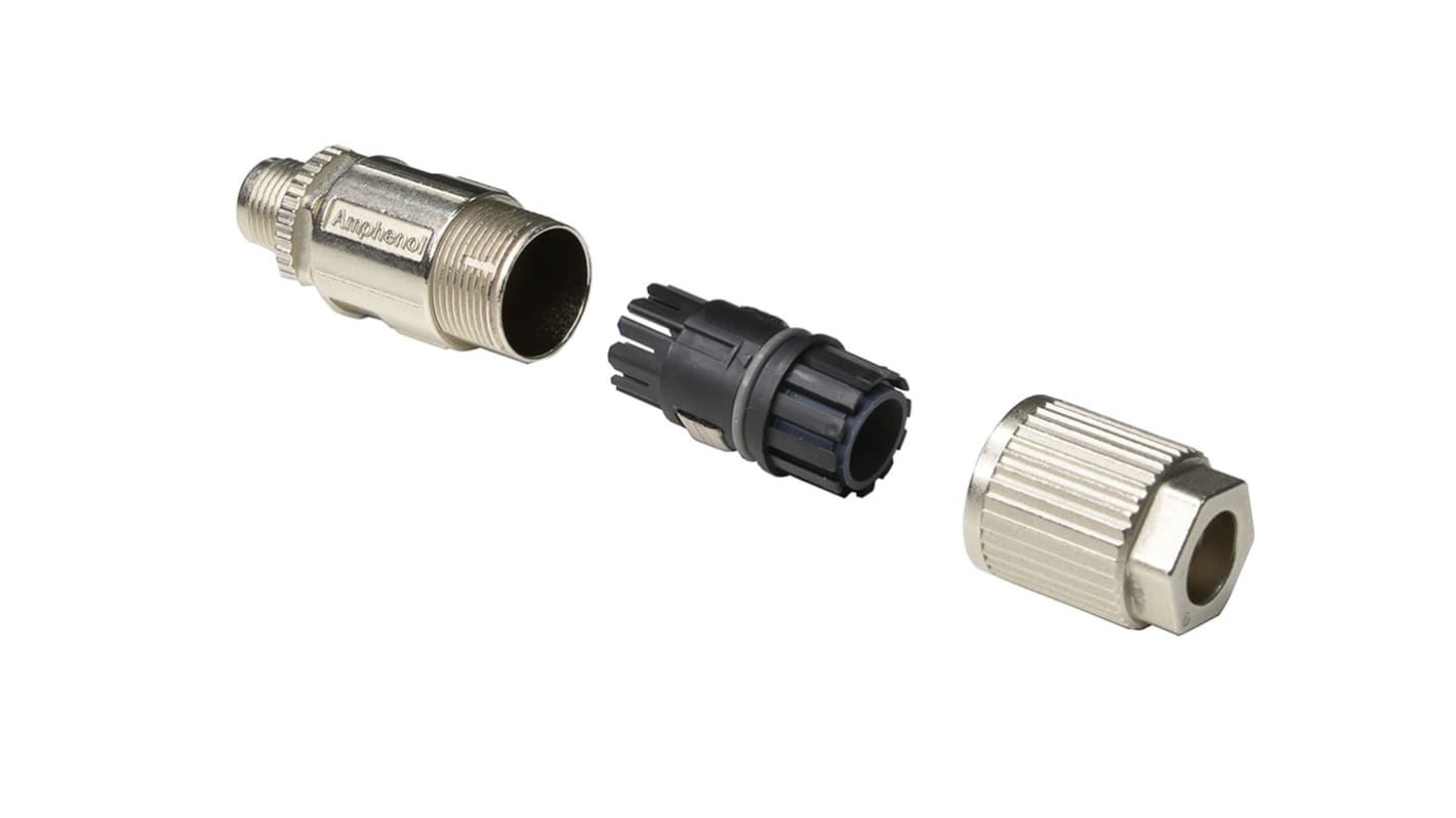 Amphenol Industrial Circular Connector, 5 Contacts, Cable Mount, M12 Connector, Plug, Male, IP68, M12L Series