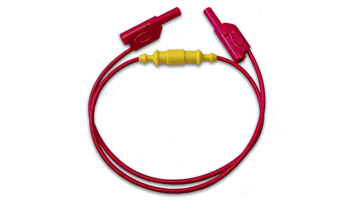 Cable de prueba Mueller Electric de color Rojo, Macho-Macho, 1kV, 20A, 0.9m