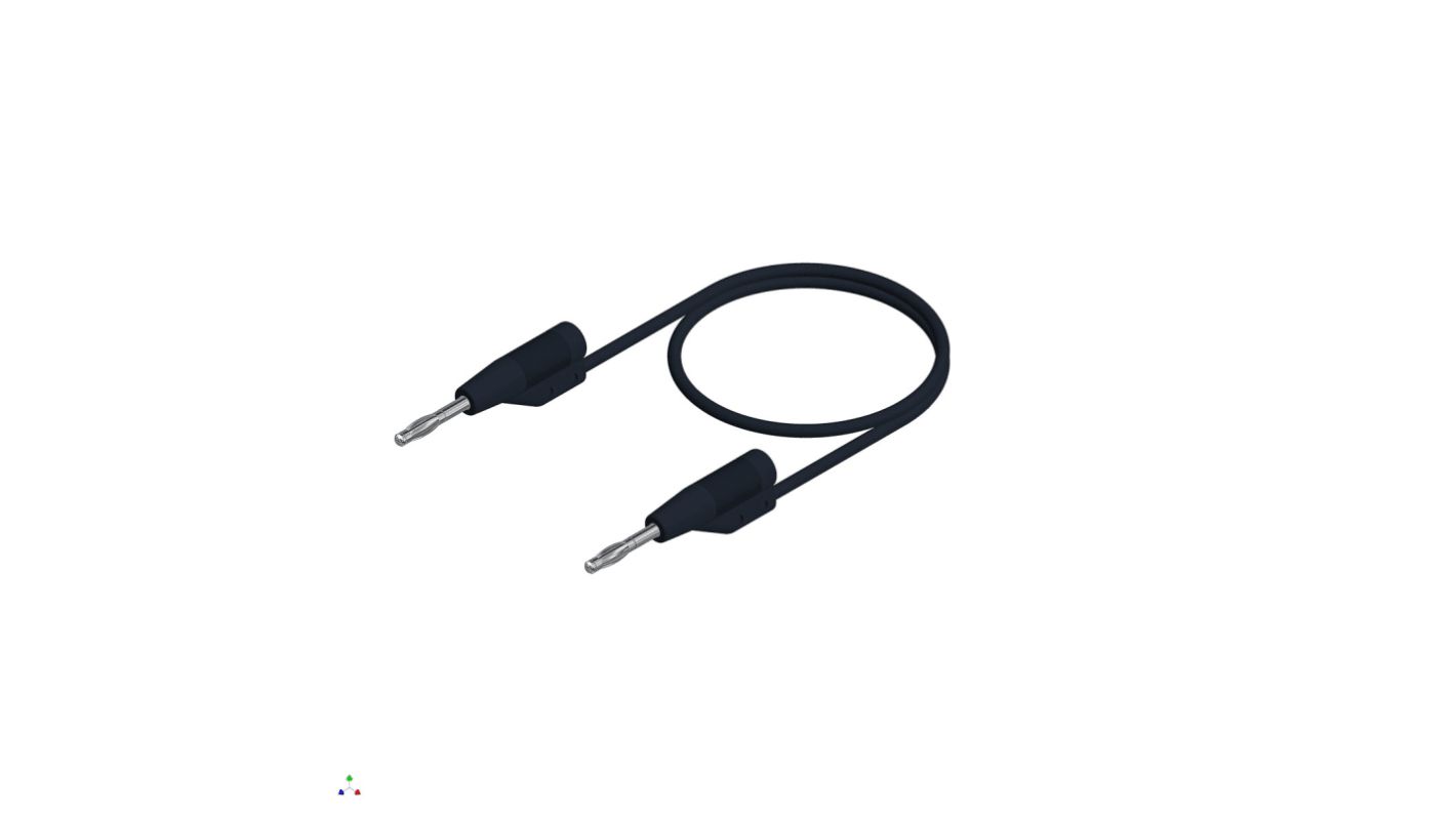 Hirschmann Test & Measurement 2 mm Connector Test Lead, 6A, 30 V ac, 60V dc, Black, 250mm Lead Length