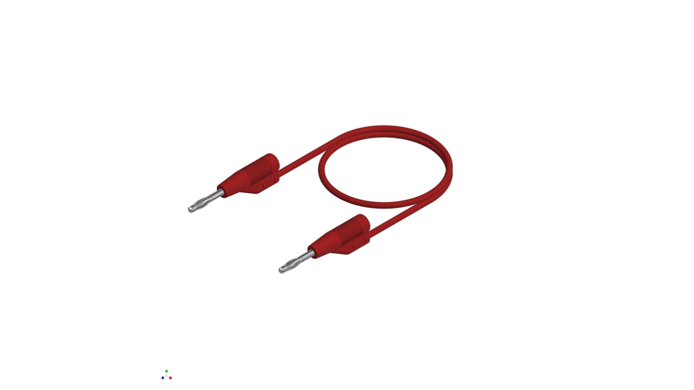 Hirschmann Test & Measurement 2 mm Connector Test Lead, 6A, 30 V ac, 60V dc, Red, 1m Lead Length