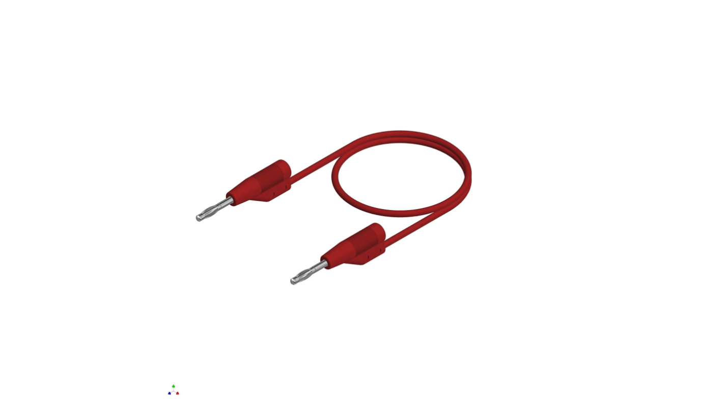 Hirschmann Test & Measurement 2 mm Connector Test Lead, 6A, 30 V ac, 60V dc, Red, 250mm Lead Length