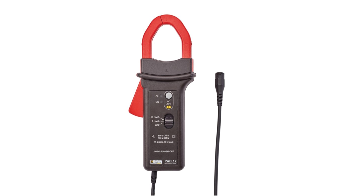 Chauvin Arnoux PAC 17 Current Clamp, 600A dc DC Max, AC/DC Adapter, 400A ac AC Max - RS Calibrated