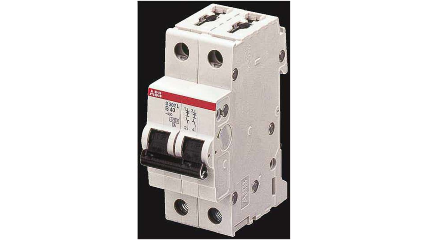 ABB System Pro M Compact S200L MCB, 2P, 10A Curve C, 400V AC, 6 kA Breaking Capacity