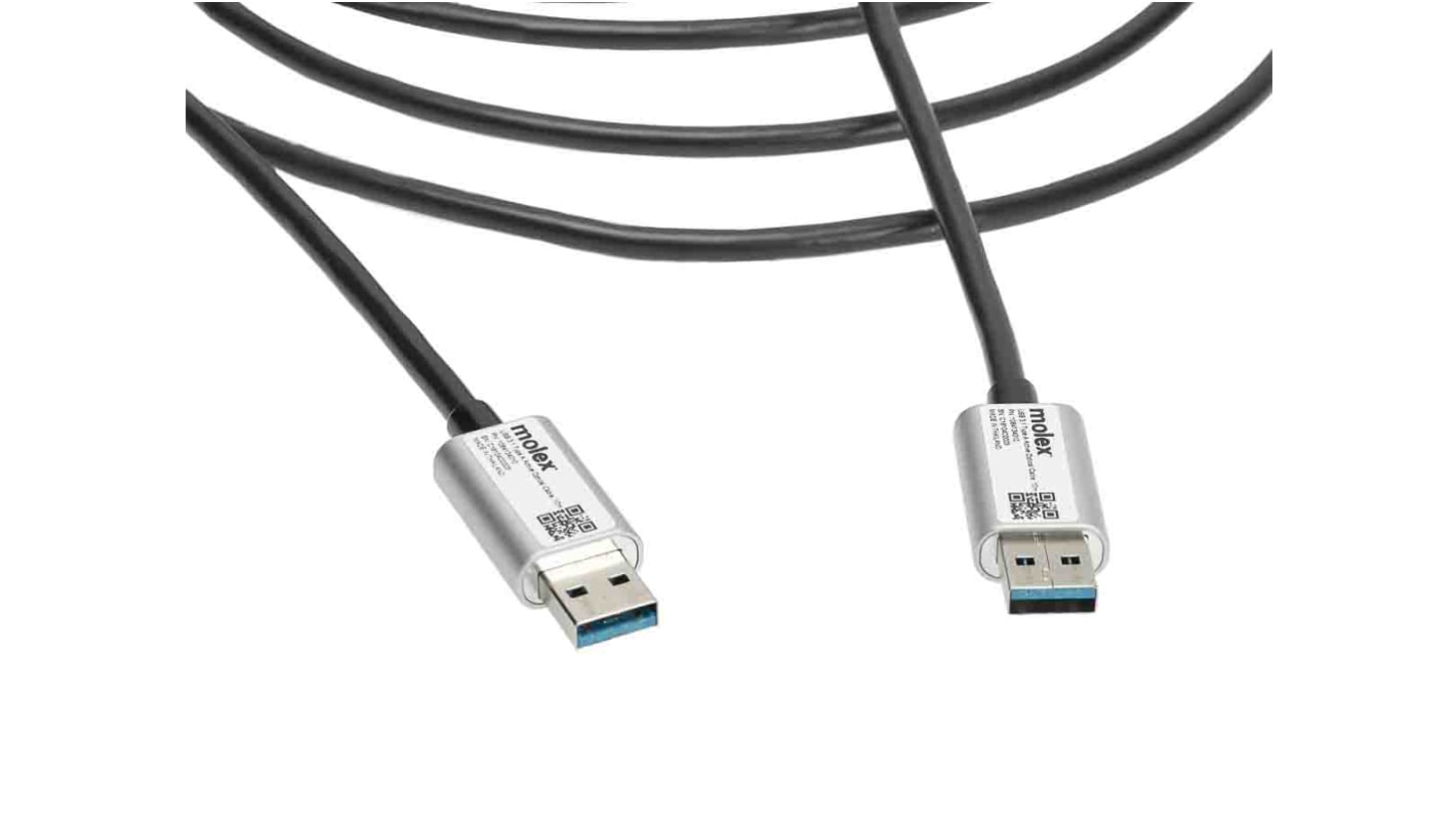 Molex USB-Kabel, USBA / USBA, 5m USB 3.1 Transparent