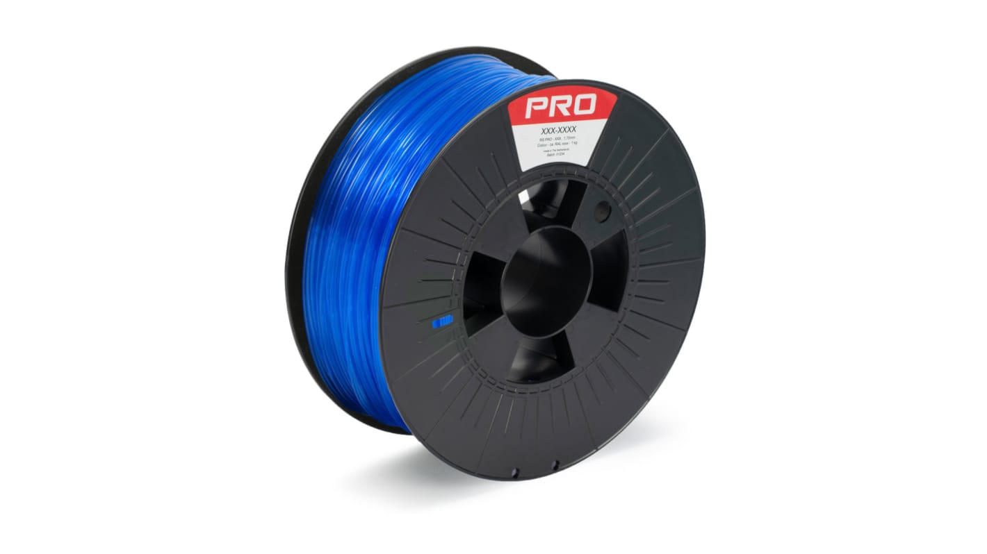 Filament pour imprimante 3D RS PRO, PET-G, Ø 1.75mm, Bleu translucide, 1kg, FDM