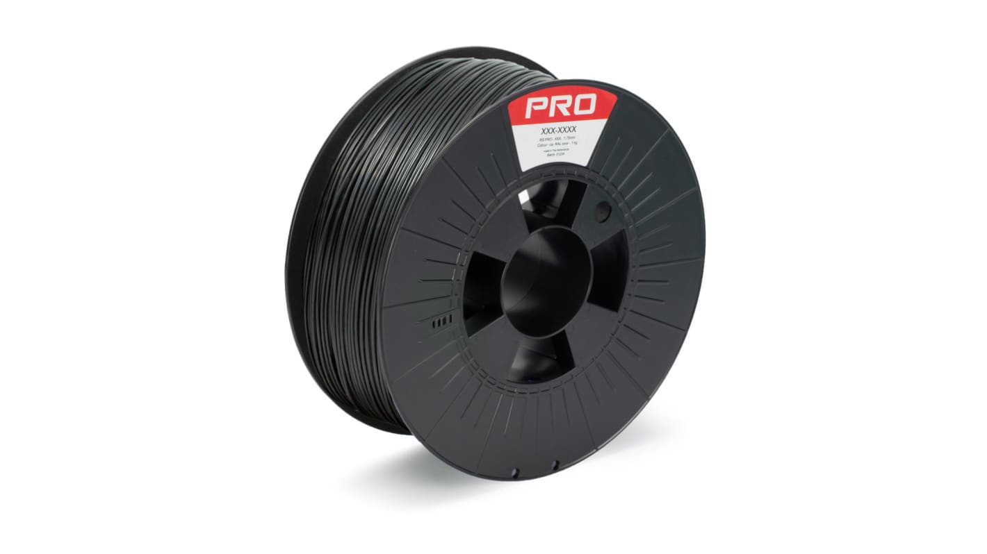 Filament pour imprimante 3D RS PRO, PET-G, Ø 1.75mm, Translucide/noir, 1kg, FDM