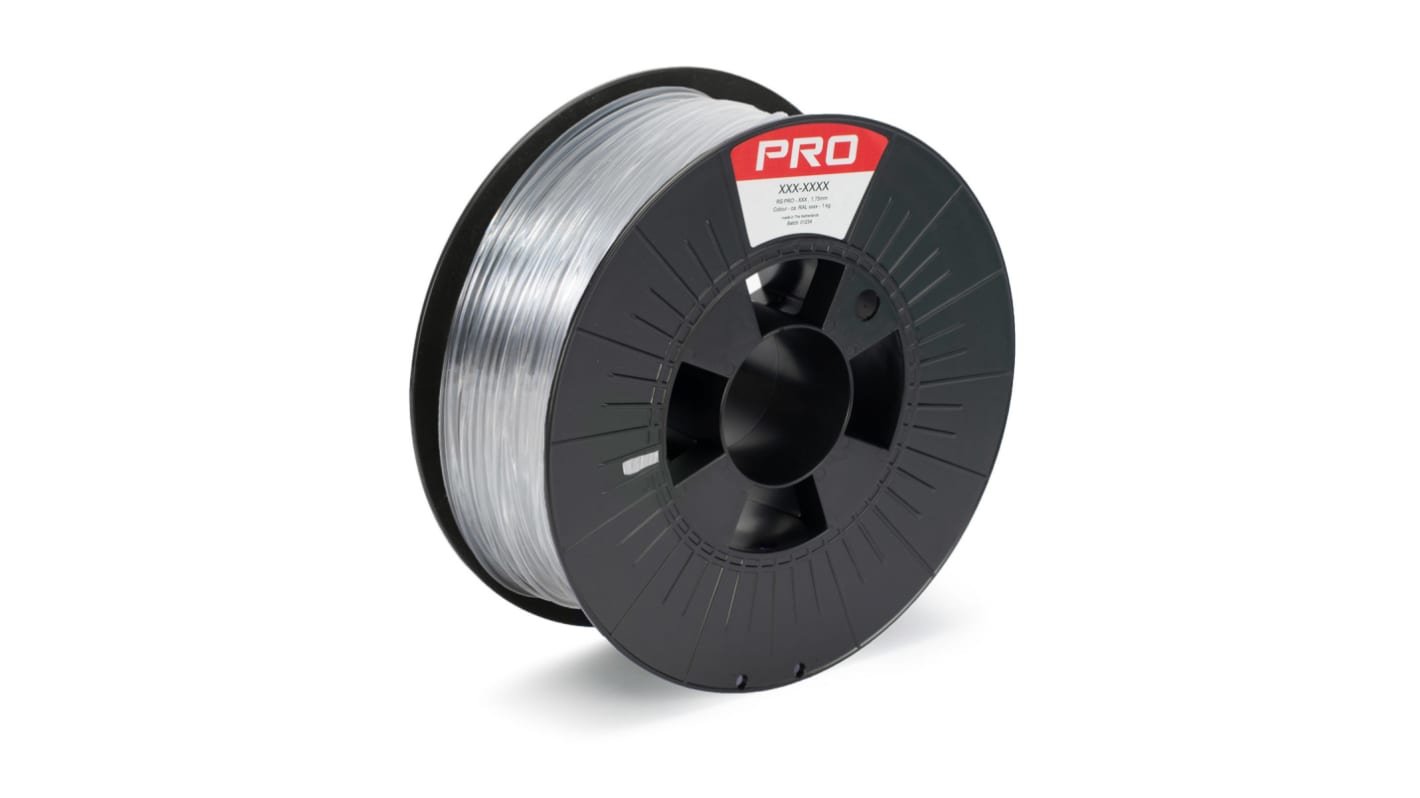 RS PRO 2.85mm Translucent Clear PET-G 3D Printer Filament, 1kg
