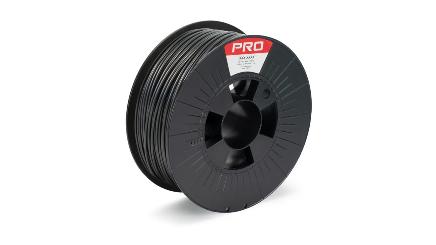 RS PRO 2.85mm Translucent Black PET-G 3D Printer Filament, 1kg