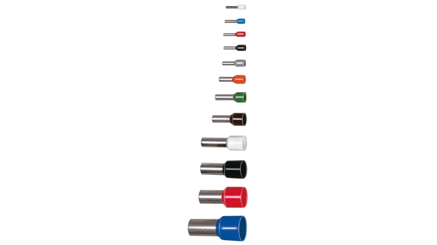 SES Sterling, PLIO Insulated Crimp Bootlace Ferrule, 8mm Pin Length, 2.6mm Pin Diameter, 2.5mm² Wire Size, Grey