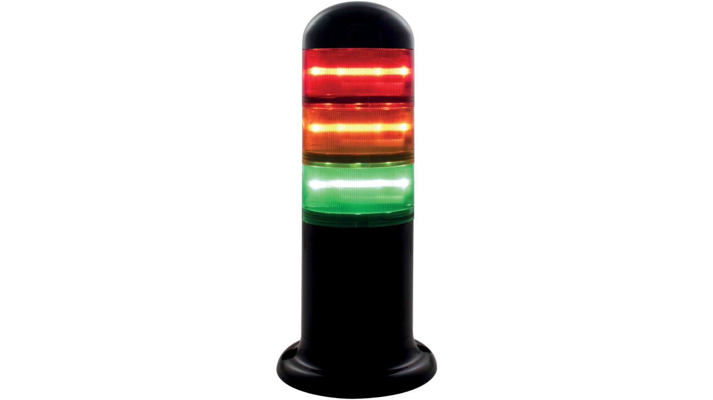 Columna de señalización RS PRO, LED Rojo/Verde/Ámbar, 120 240 V ac
