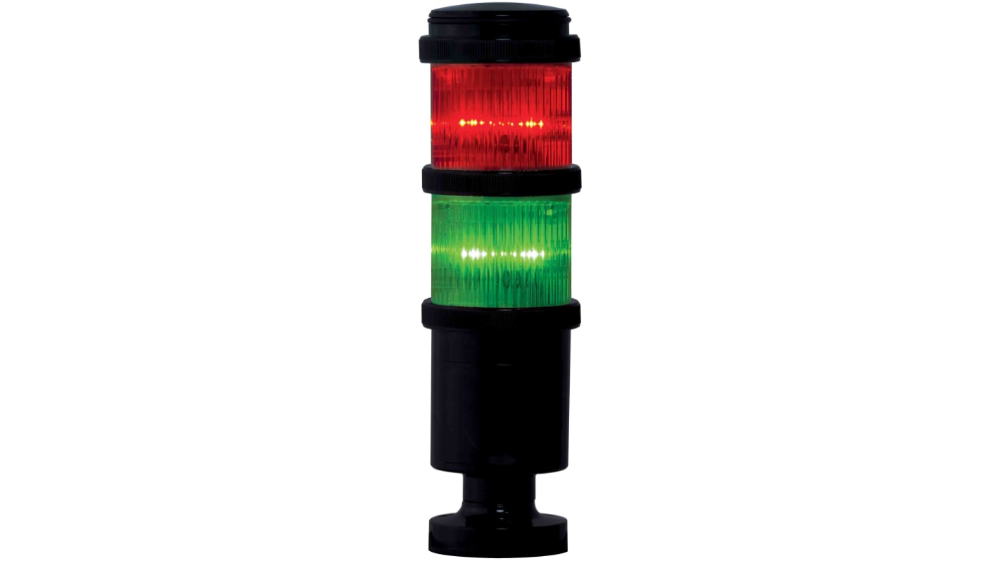 Wieża sygnalizacyjna RS PRO LED Czerwony/zielony 24 V AC/DC Migające, stałe