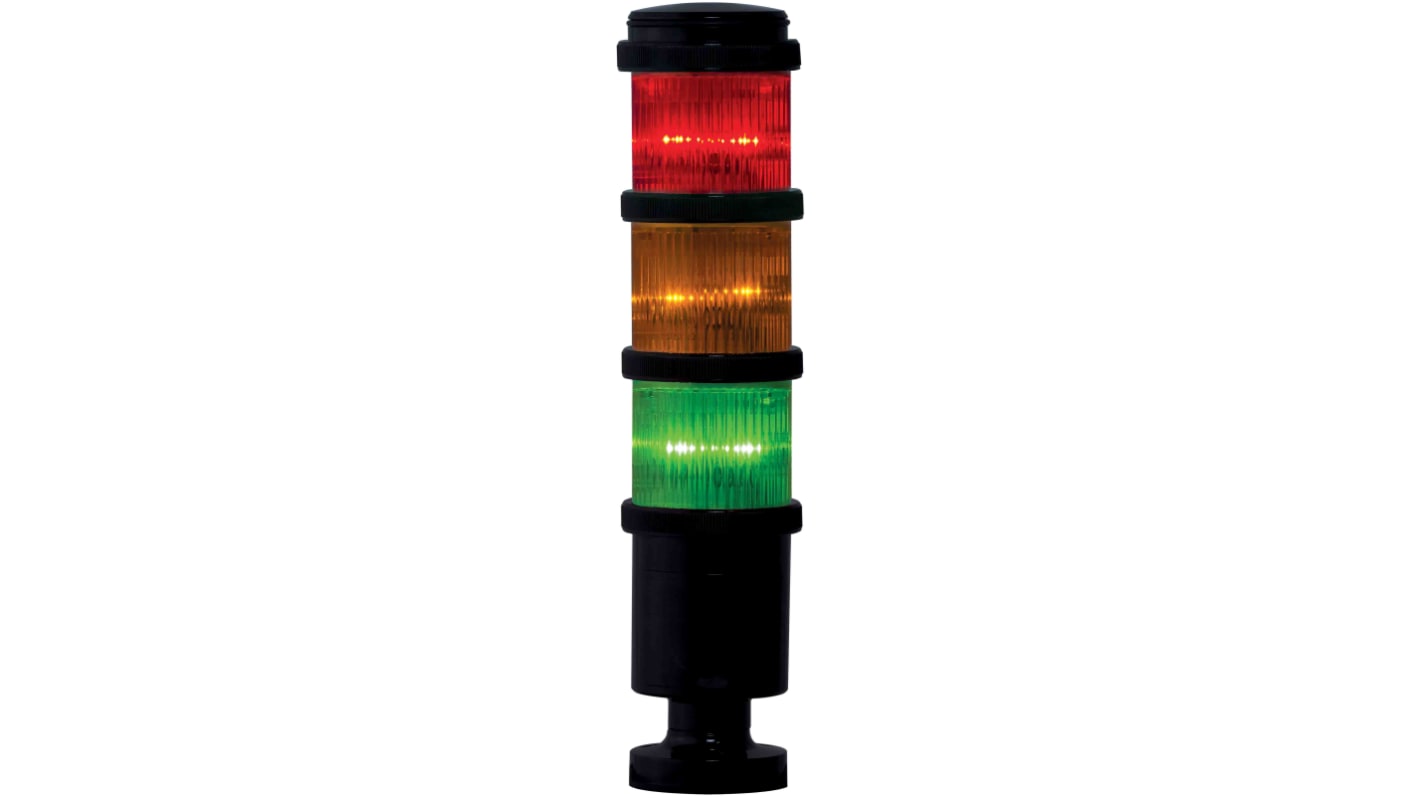 Colonnes lumineuses pré-configurées à LED Feu Flash, Fixe, Rouge / Vert / Ambre, 110 V c.a.