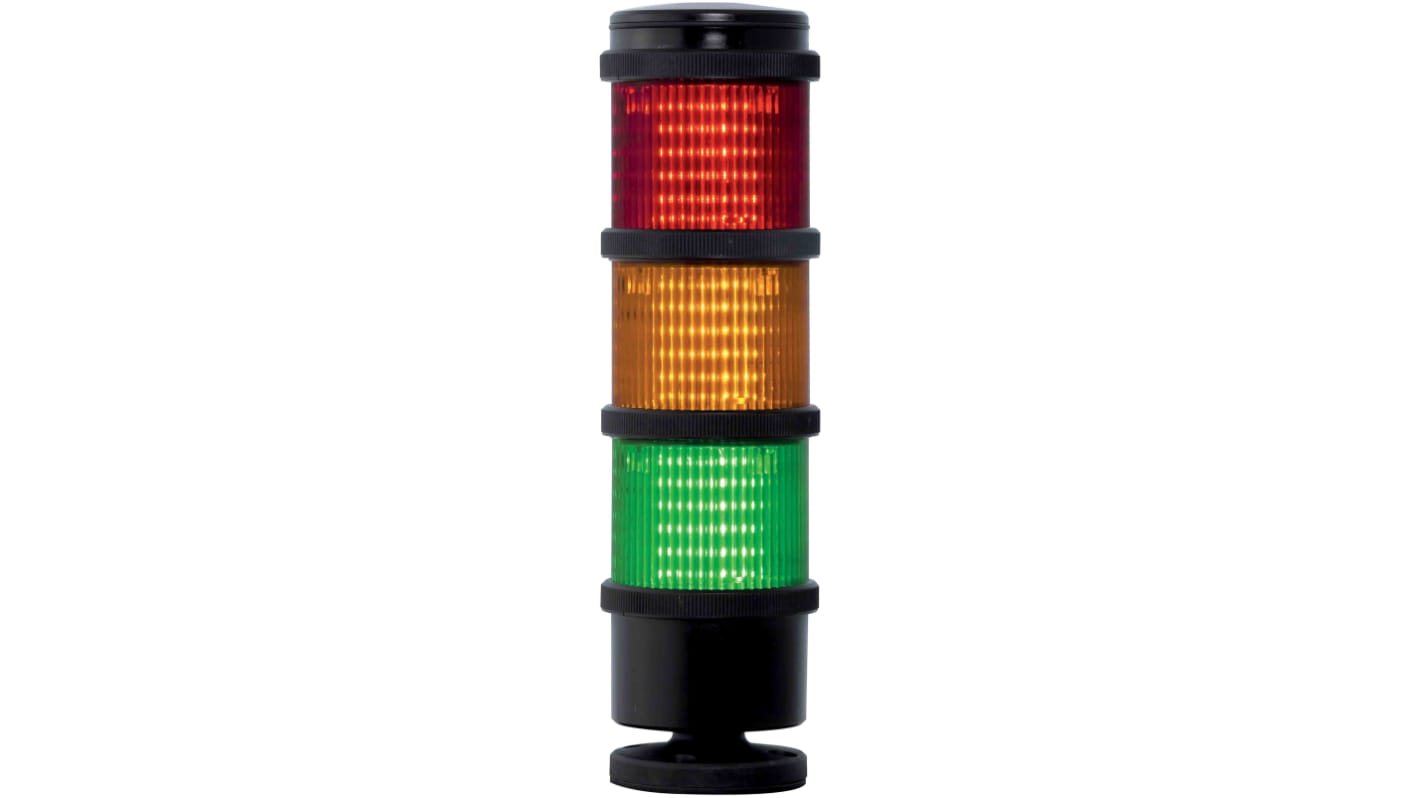 RS PRO LED Signalturm Linse Rot/Grün/Gelb Blitz, Dauer 262mm Multifunktion