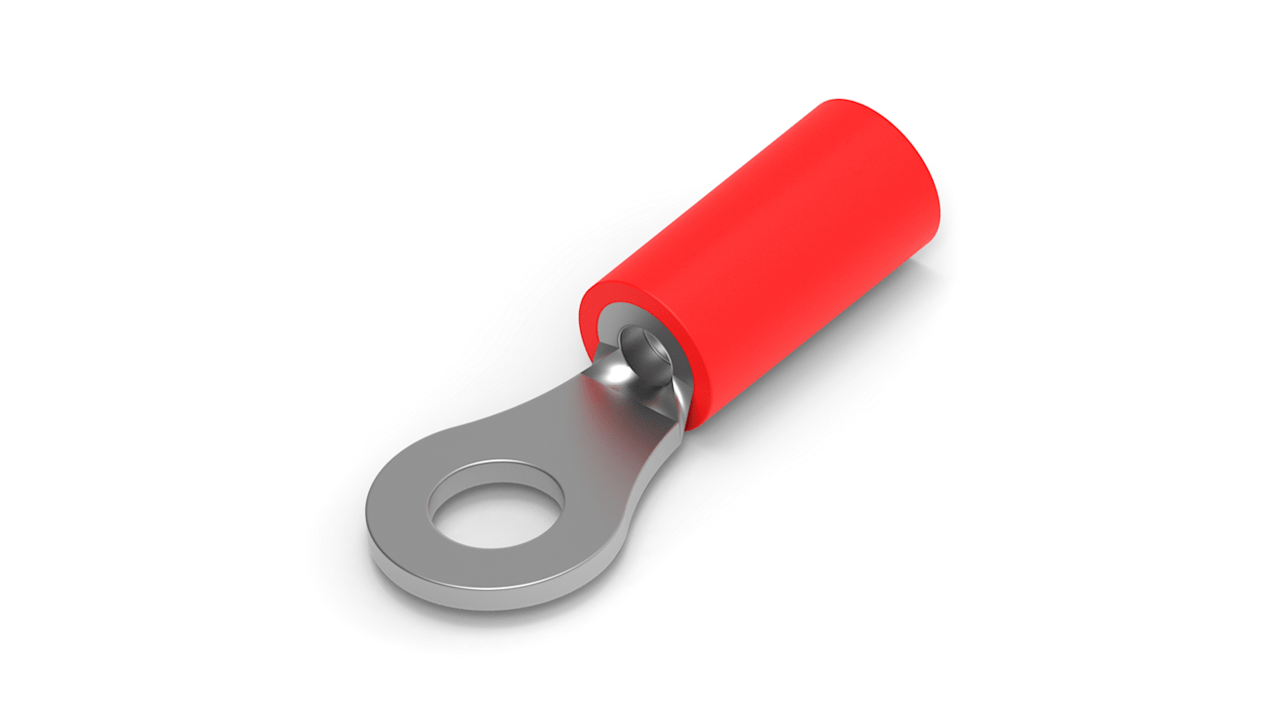 TE Connectivity, PLASTI-GRIP Insulated Ring Terminal, M4 Stud Size, 0.26mm² to 1.65mm² Wire Size, Red