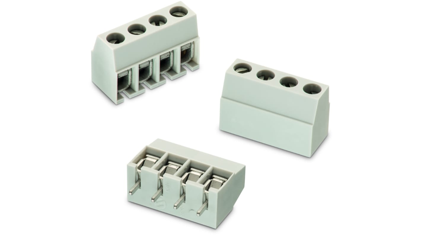 Wurth Elektronik 1337 Series PCB Terminal Block, 4-Contact, 5mm Pitch, Through Hole Mount, 1-Row, Solder Termination