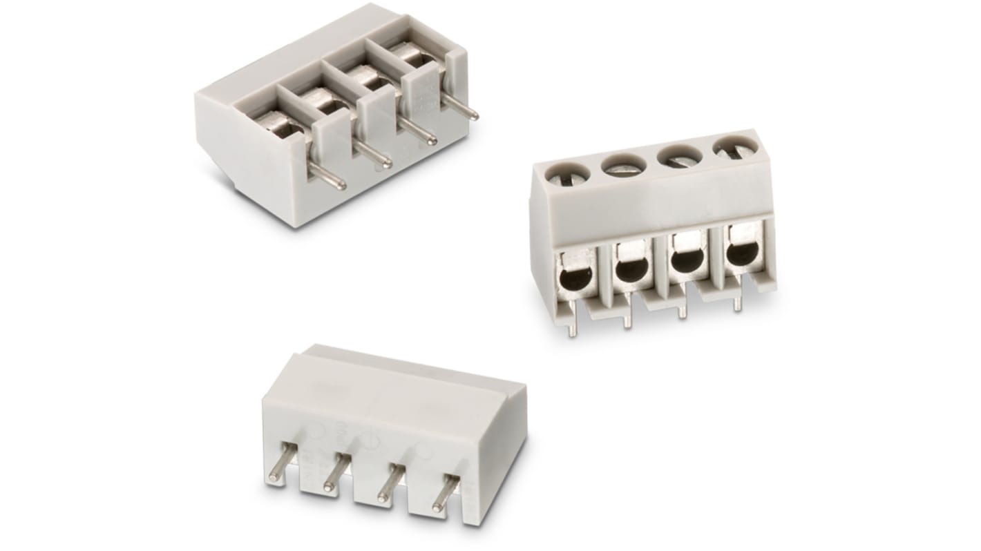 Wurth Elektronik 1367 Series PCB Terminal Block, 4-Contact, 5mm Pitch, Through Hole Mount, 1-Row, Solder Termination