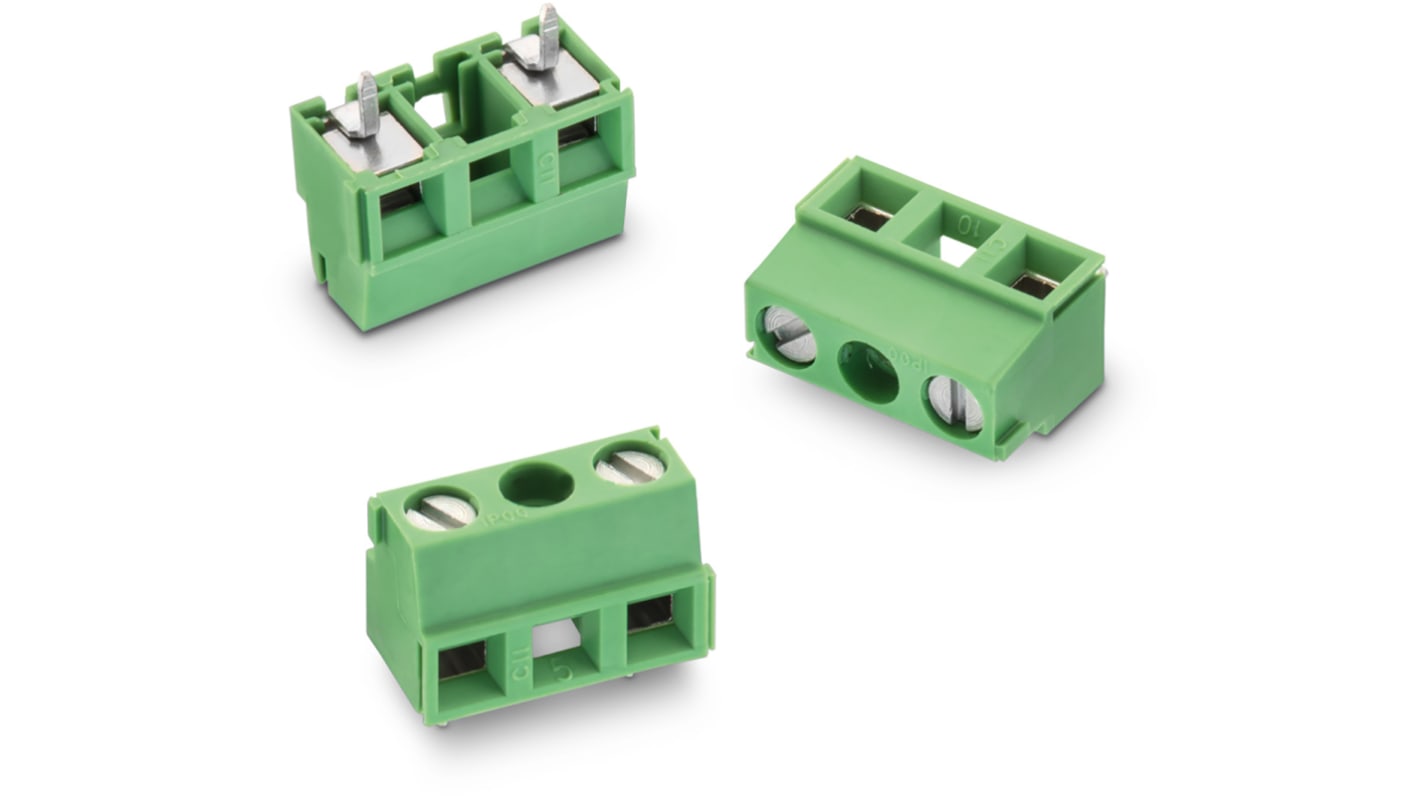 Würth Elektronik 2136 Printklemme Horizontal, für Durchsteckmontage, 2-polig / 1-reihig, Raster 10.16mm