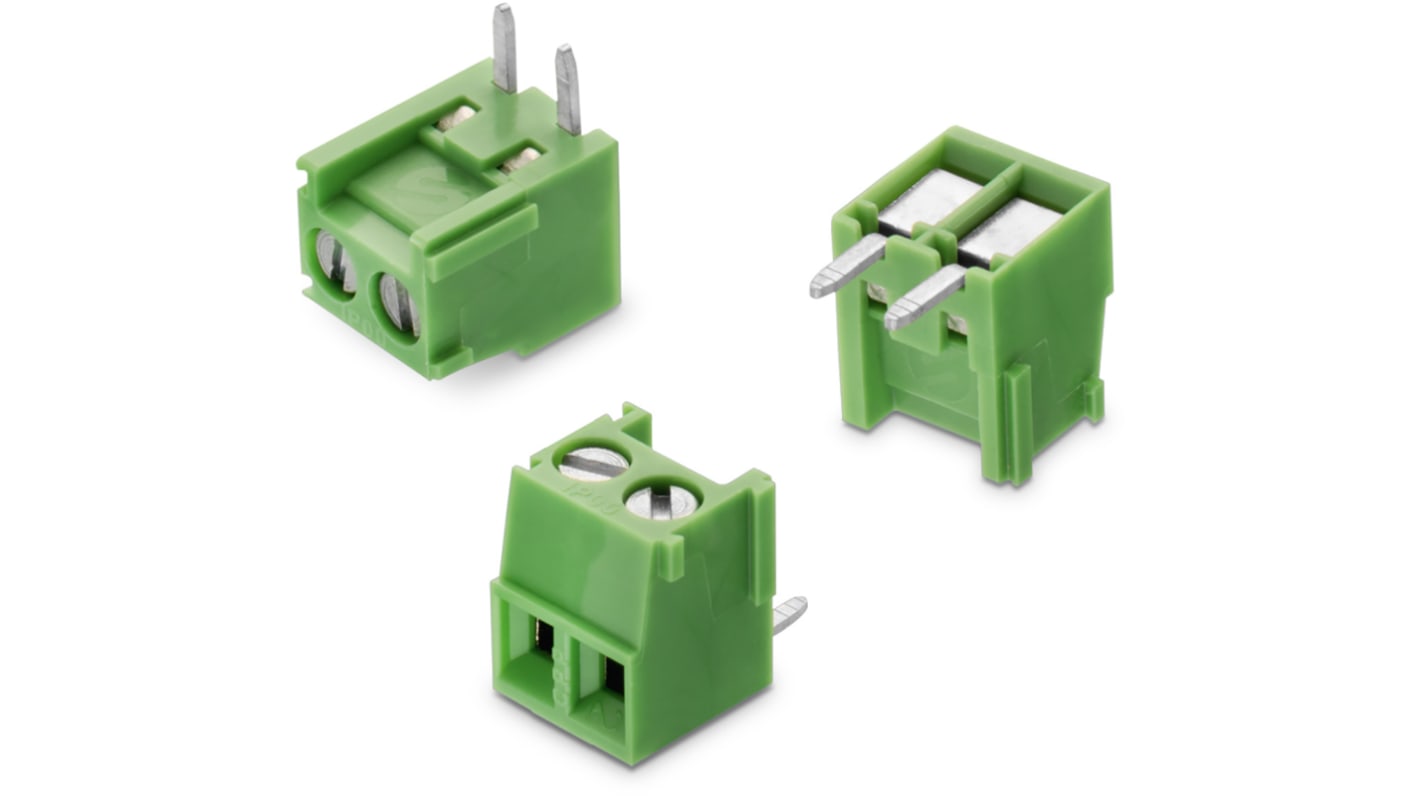 Wurth Elektronik 2141 Series PCB Terminal Block, 2-Contact, 3.5mm Pitch, Through Hole Mount, 1-Row, Solder Termination