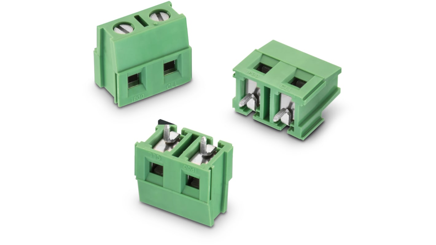 Wurth Elektronik 2164 Series PCB Terminal Block, 2-Contact, 7.62mm Pitch, Through Hole Mount, 1-Row, Solder Termination