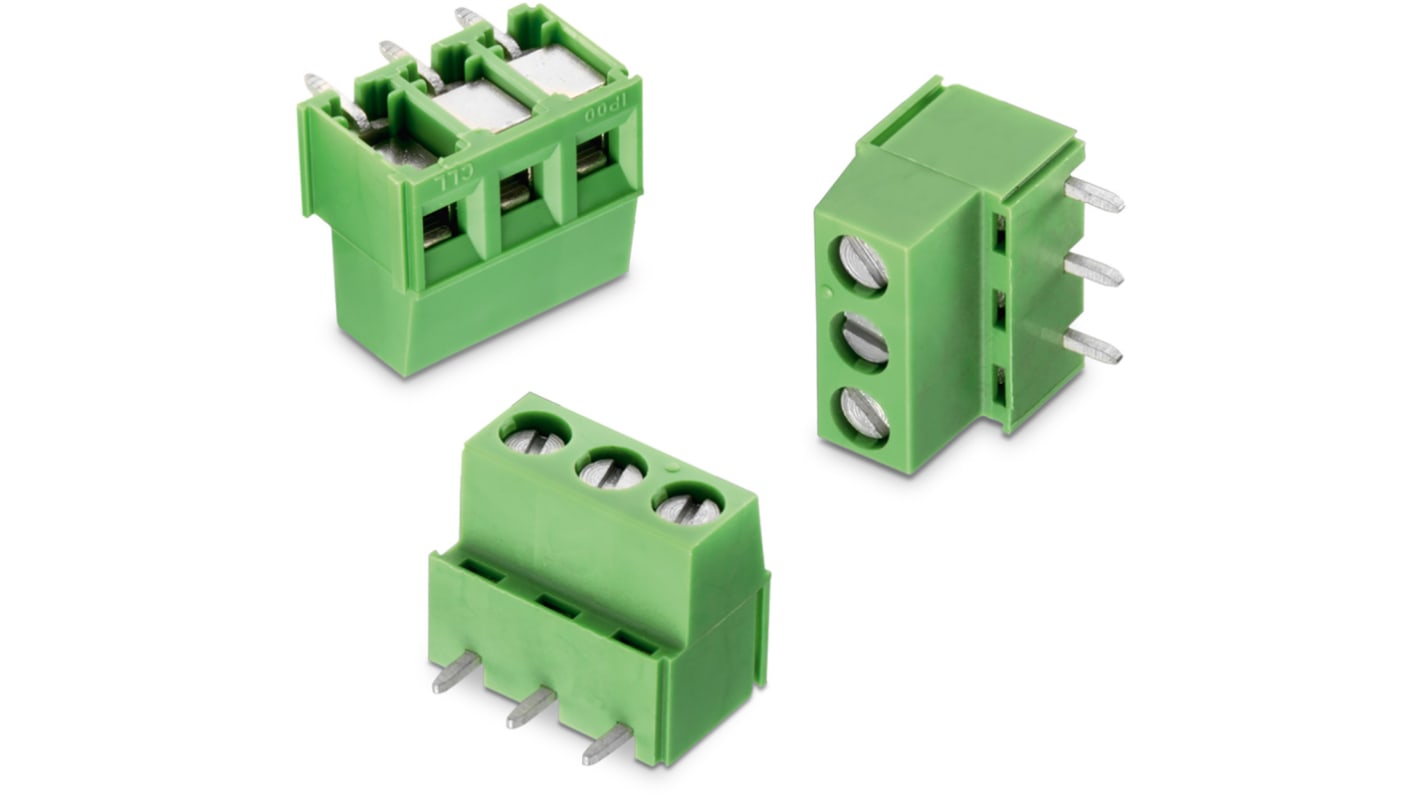 Wurth Elektronik 2167 Series PCB Terminal Block, 3-Contact, 5mm Pitch, Through Hole Mount, 1-Row, Solder Termination