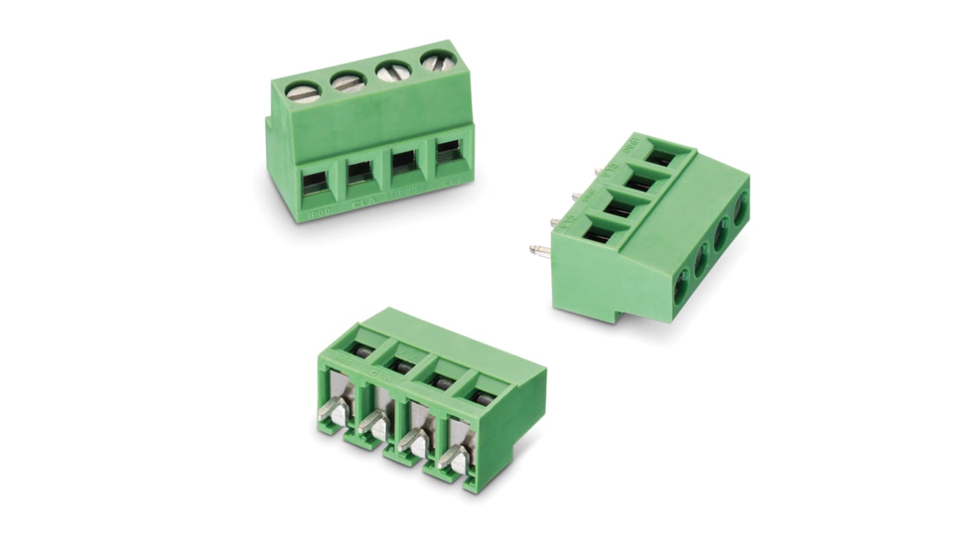 Wurth Elektronik 2427 Series PCB Terminal Block, 4-Contact, 5mm Pitch, PCB Mount, 1-Row, Solder Termination