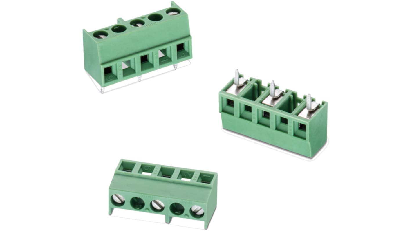 Borne para PCB Macho Wurth Elektronik de 3 vías , paso 7.62mm, 10A, de color Verde, montaje en PCB, terminación Soldador