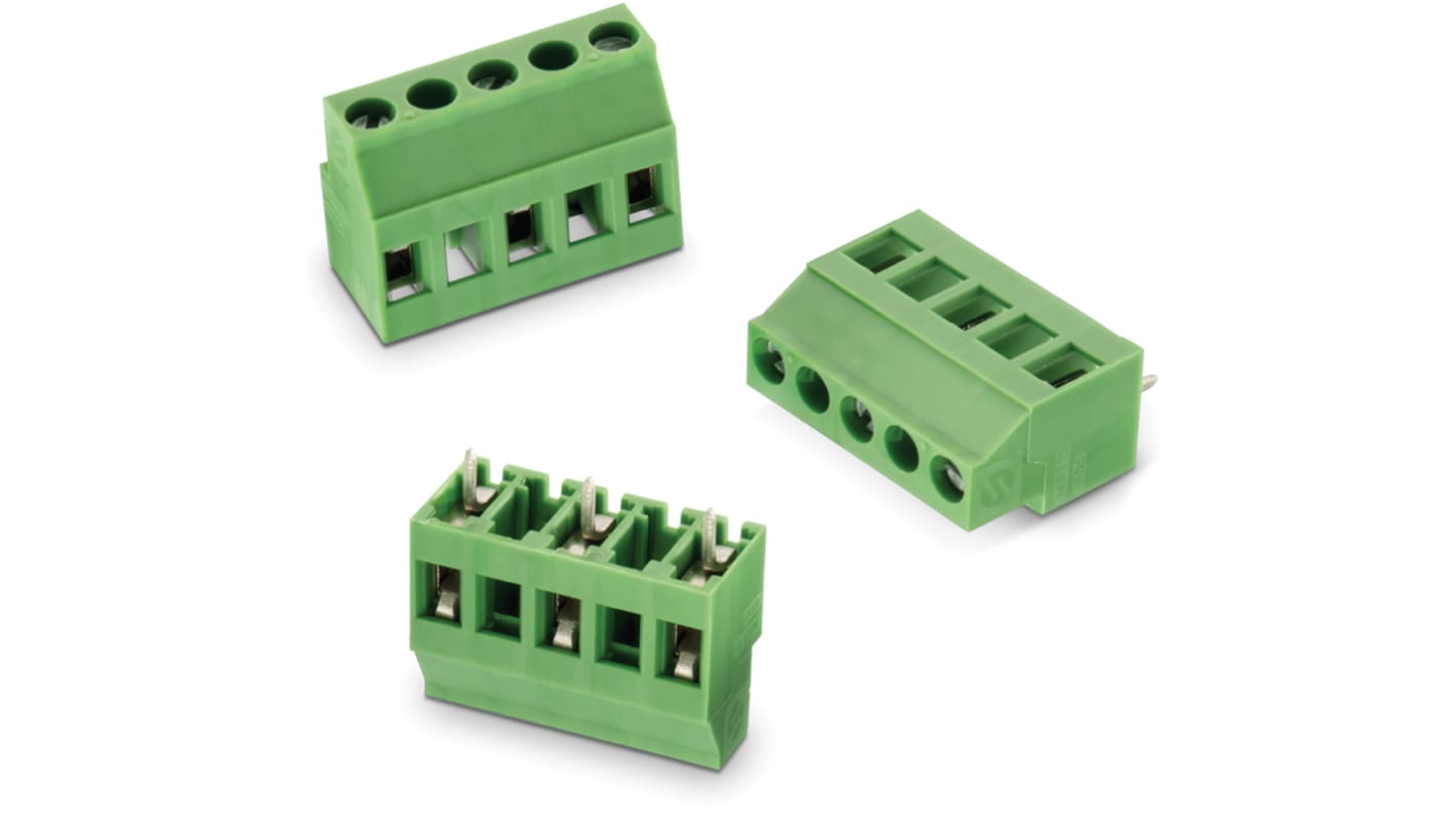 Wurth Elektronik 2446 Series PCB Terminal Block, 4-Contact, 10.16mm Pitch, PCB Mount, 1-Row, Solder Termination