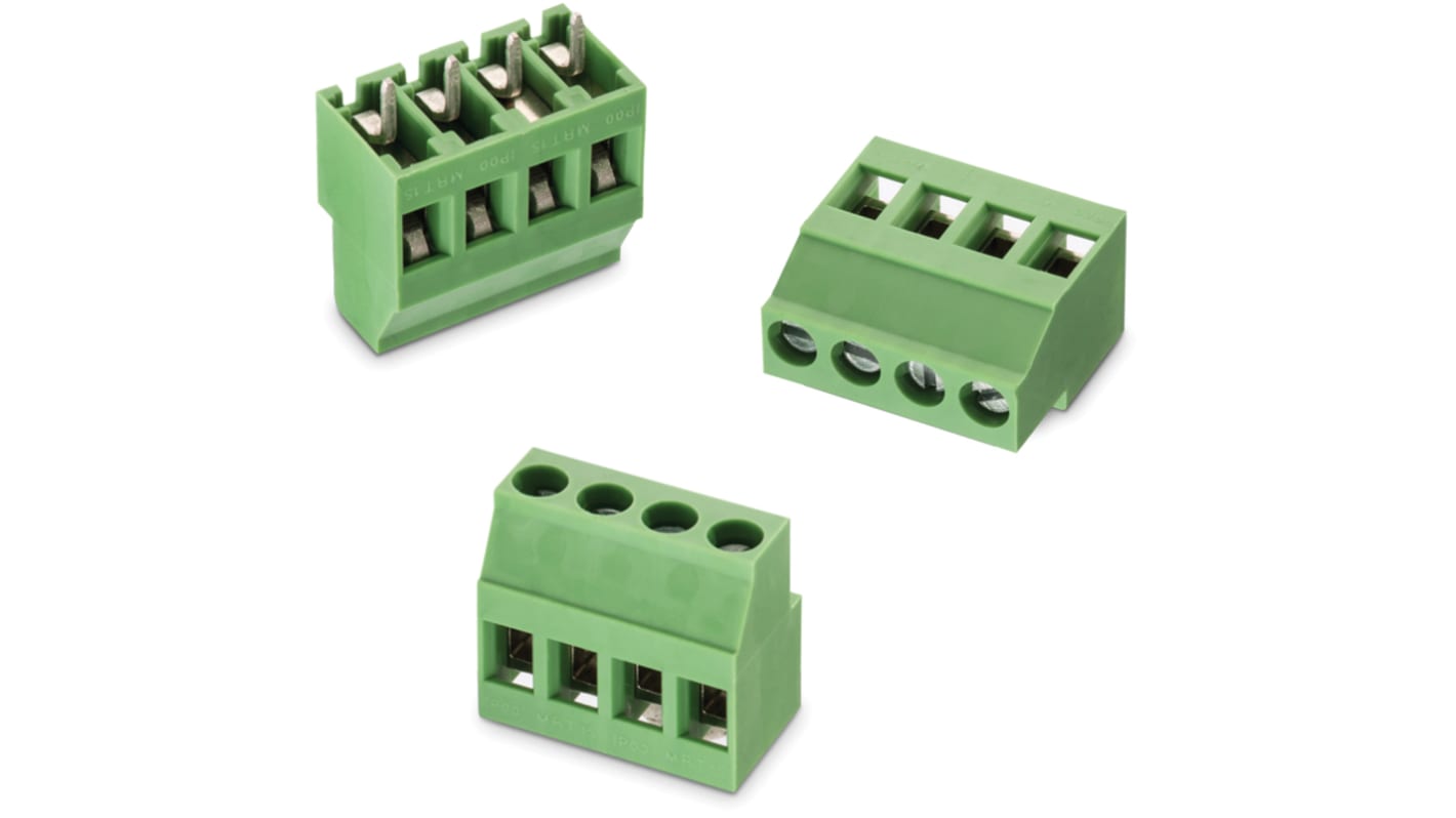 Wurth Elektronik 2447 Series PCB Terminal Block, 4-Contact, 5mm Pitch, PCB Mount, 1-Row, Solder Termination