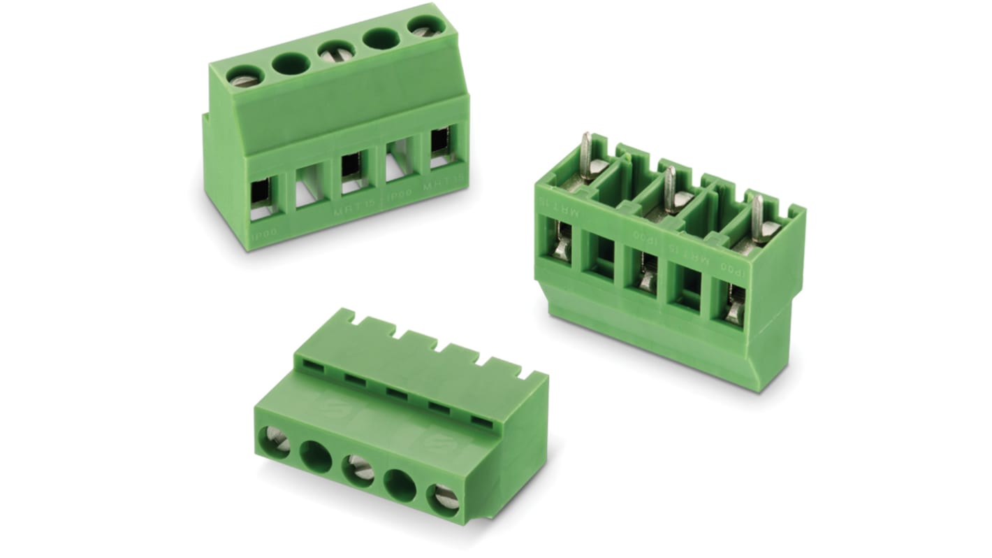 Wurth Elektronik 2448 Series PCB Terminal Block, 3-Contact, 10mm Pitch, PCB Mount, 1-Row, Solder Termination