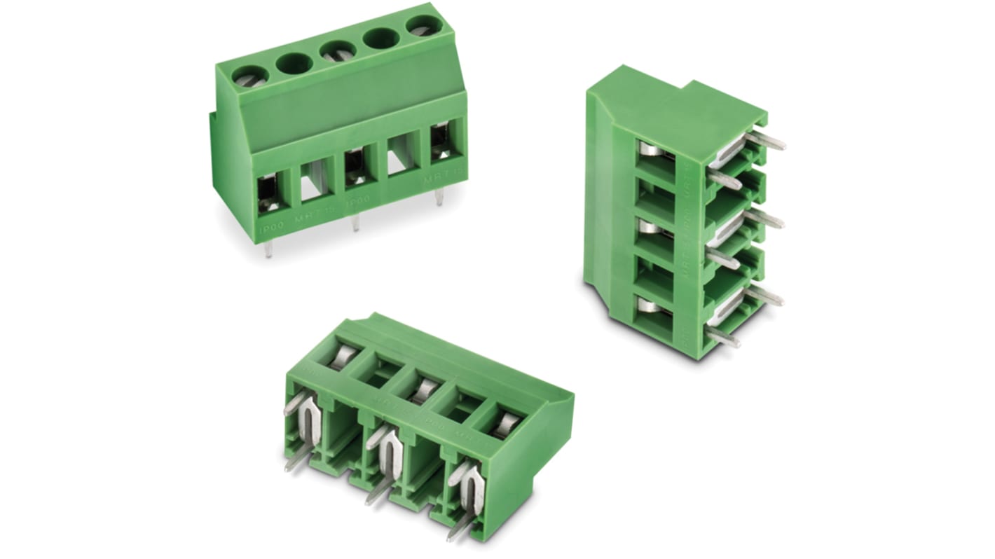 Wurth Elektronik 基板用端子台, 2458シリーズ, 10mmピッチ , 1列, 4極, 緑