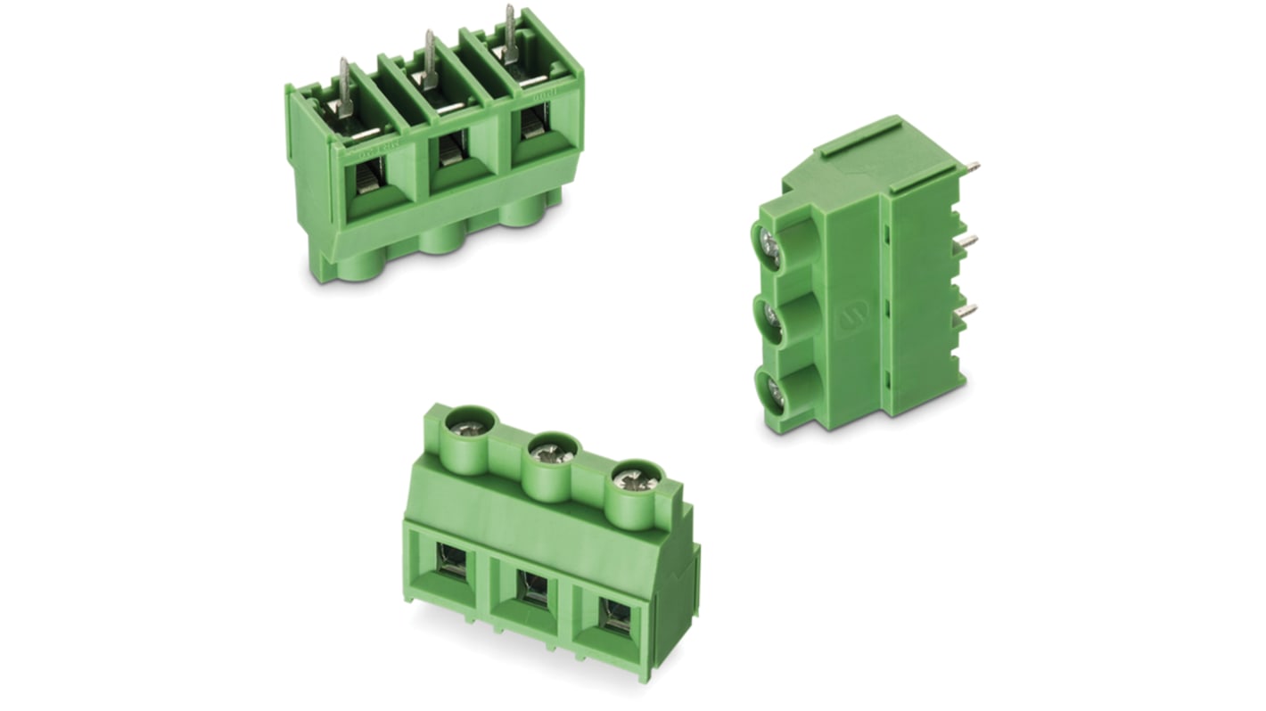 Wurth Elektronik 2509 Series PCB Terminal Block, 2-Contact, 9.52mm Pitch, PCB Mount, 1-Row, Solder Termination